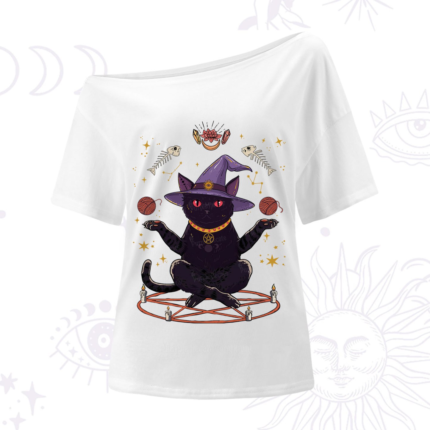 Purplehecate Meowitch Rituals One Shoulder T-Shirt