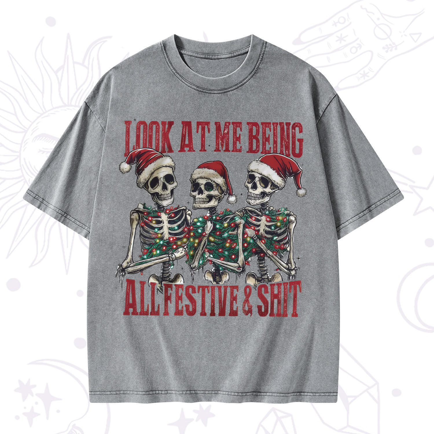 Purplehecate Look At Me Being All Festive And Shit Christmas Washed T-Shirt