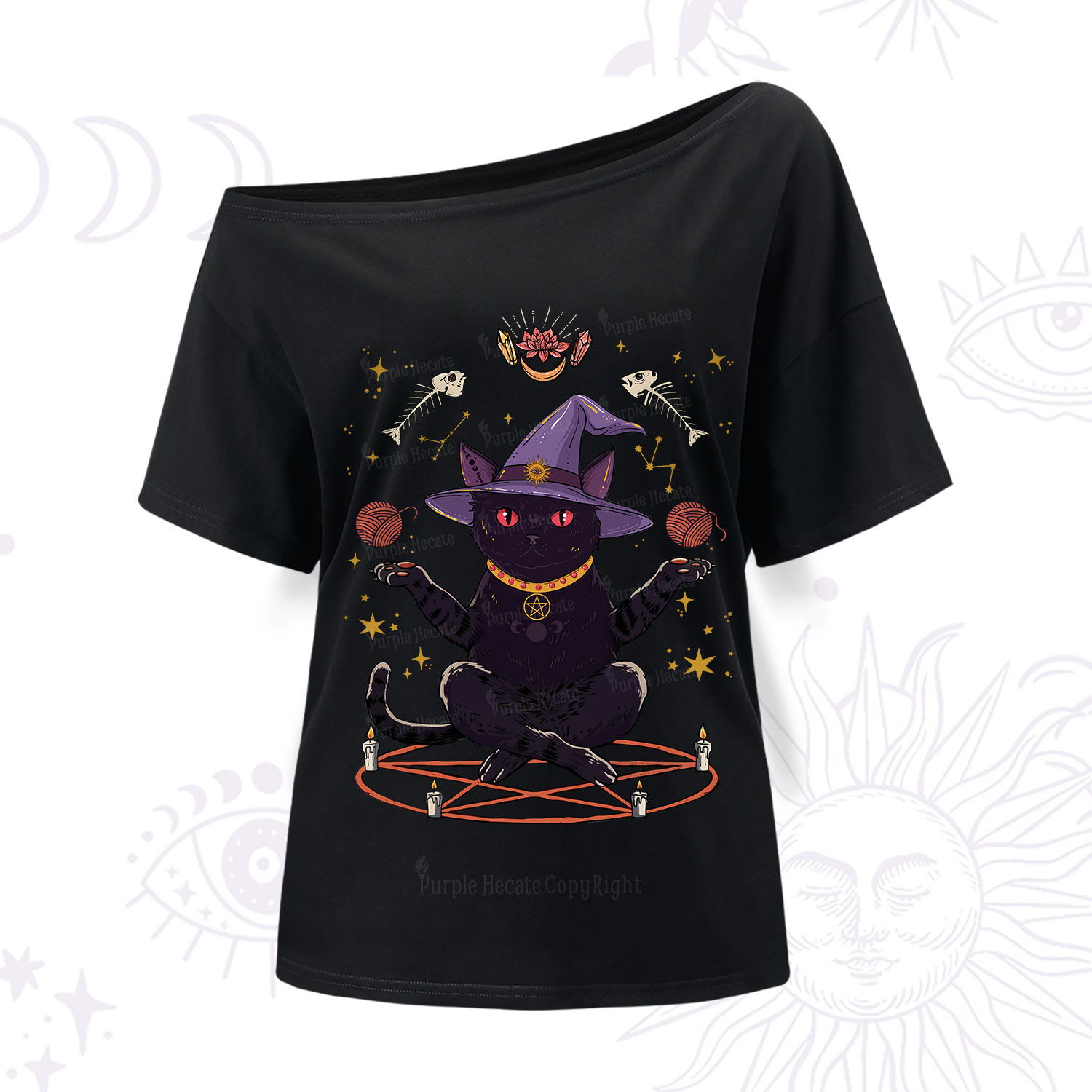 Purplehecate Meowitch Rituals One Shoulder T-Shirt