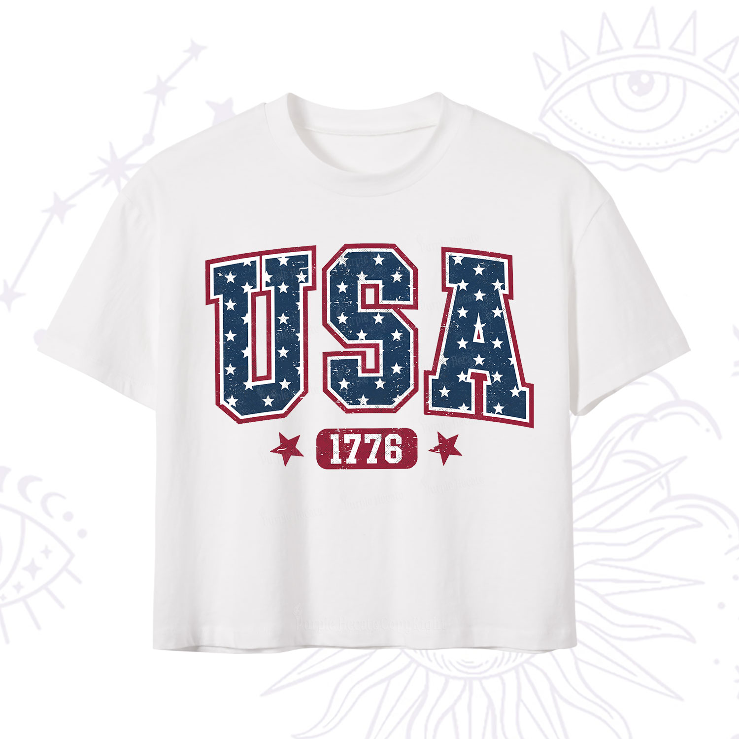 Purplehecate Retro USA 1776 Crop T-Shirt