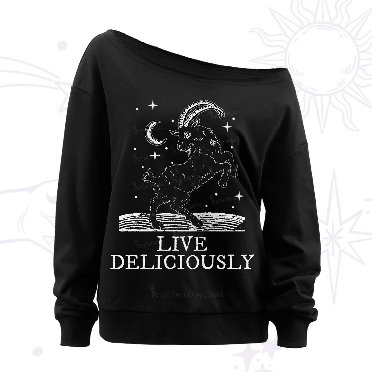 Purplehecate Live Deliciously Off The Shoulder Sweatshirt