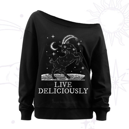 Purplehecate Live Deliciously Off The Shoulder Sweatshirt
