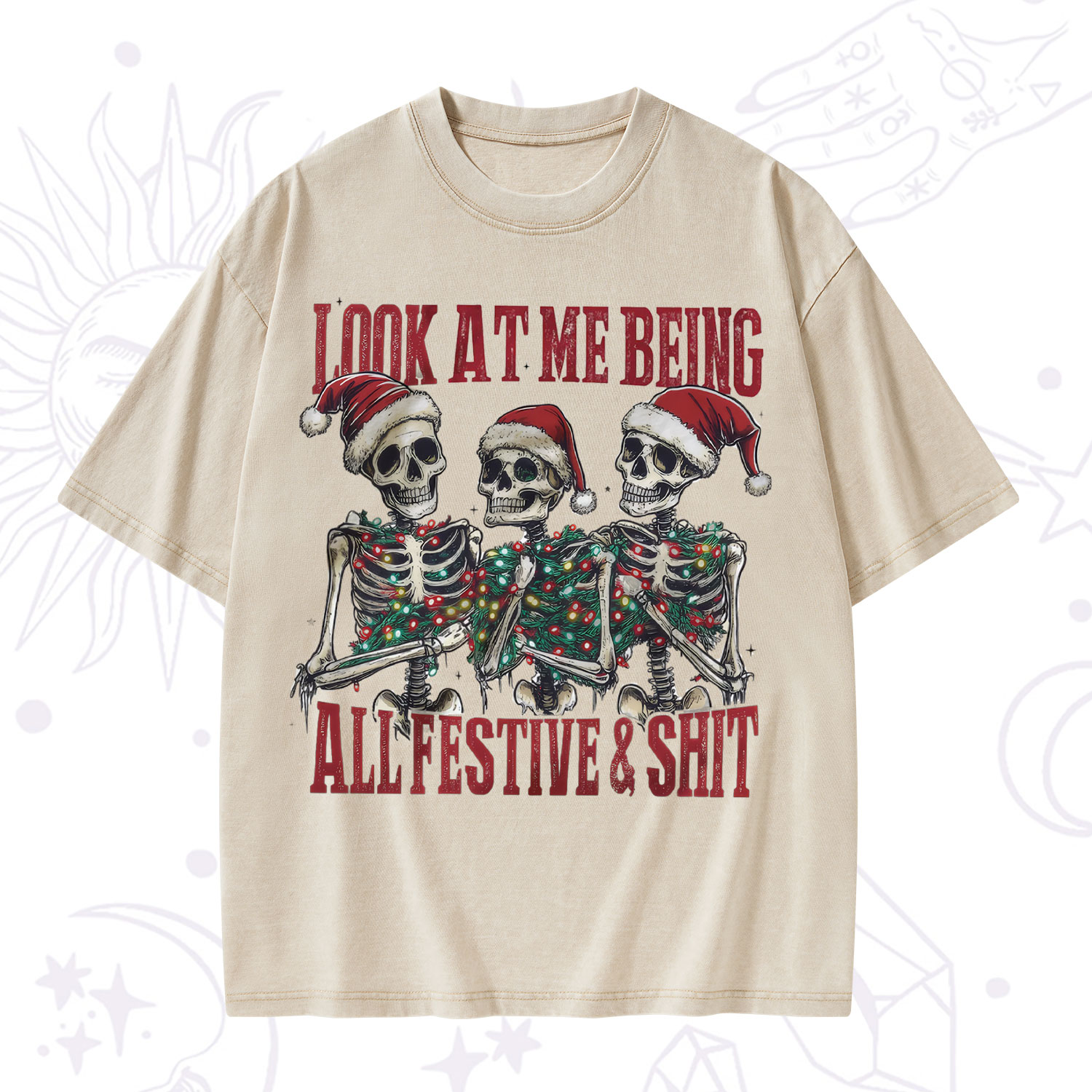 Purplehecate Look At Me Being All Festive And Shit Christmas Washed T-Shirt