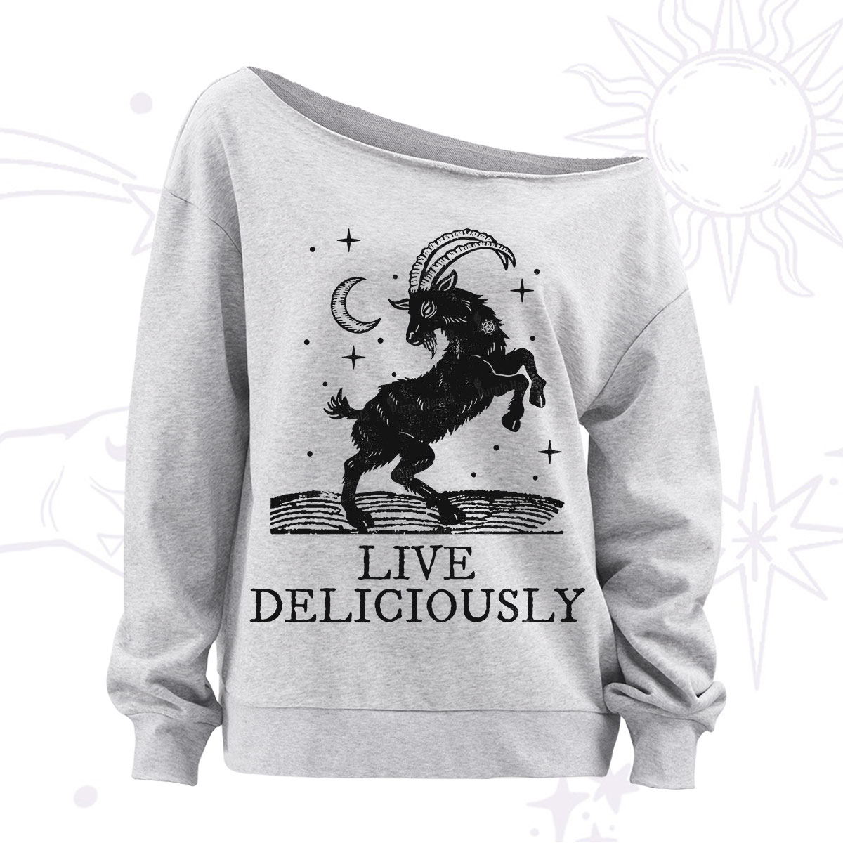 Purplehecate Live Deliciously Off The Shoulder Sweatshirt