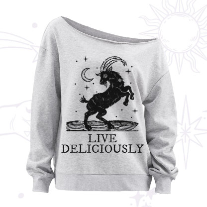 Purplehecate Live Deliciously Off The Shoulder Sweatshirt