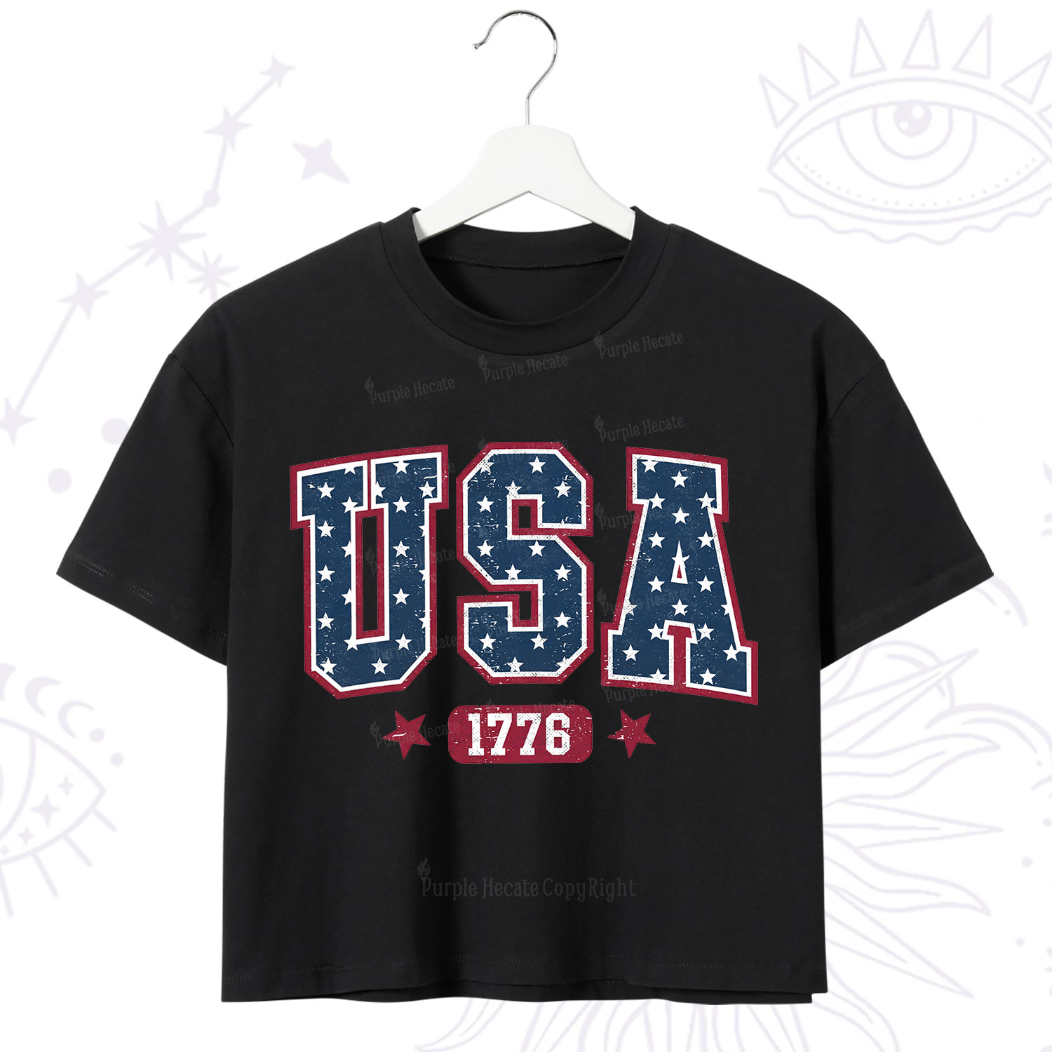 Purplehecate Retro USA 1776 Crop T-Shirt