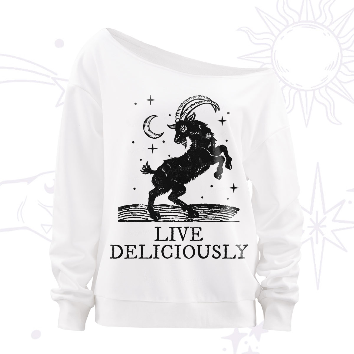 Purplehecate Live Deliciously Off The Shoulder Sweatshirt