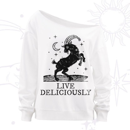 Purplehecate Live Deliciously Off The Shoulder Sweatshirt