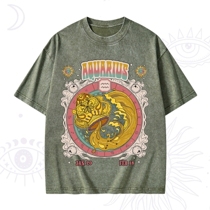 Purplehecate Aquarius Cosmic Zodiac Washed T-Shirt