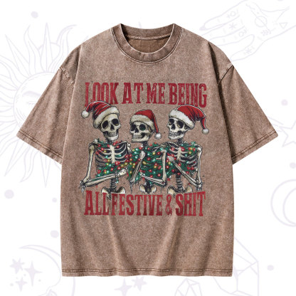 Purplehecate Look At Me Being All Festive And Shit Christmas Washed T-Shirt