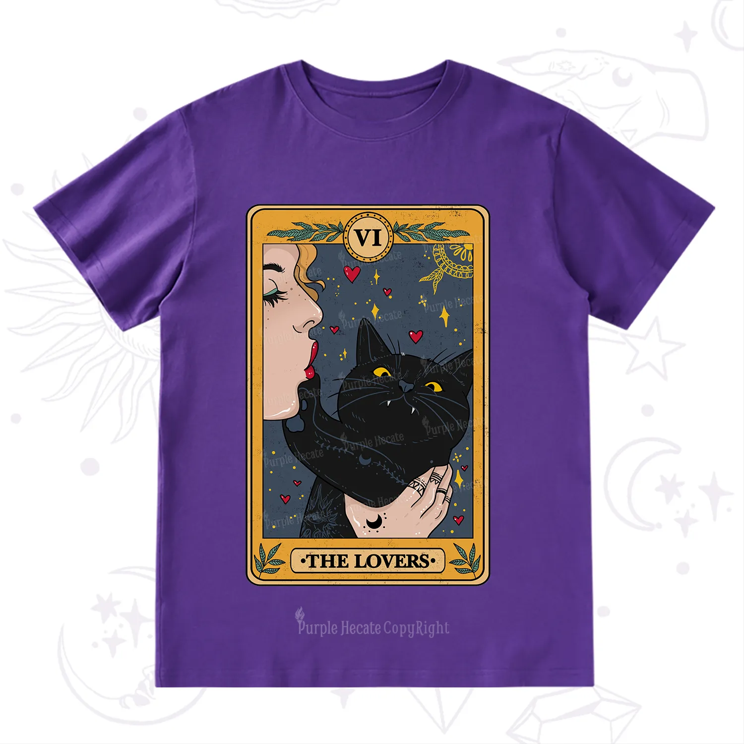 Purplehecate The Lovers Cat Tarot T-Shirt