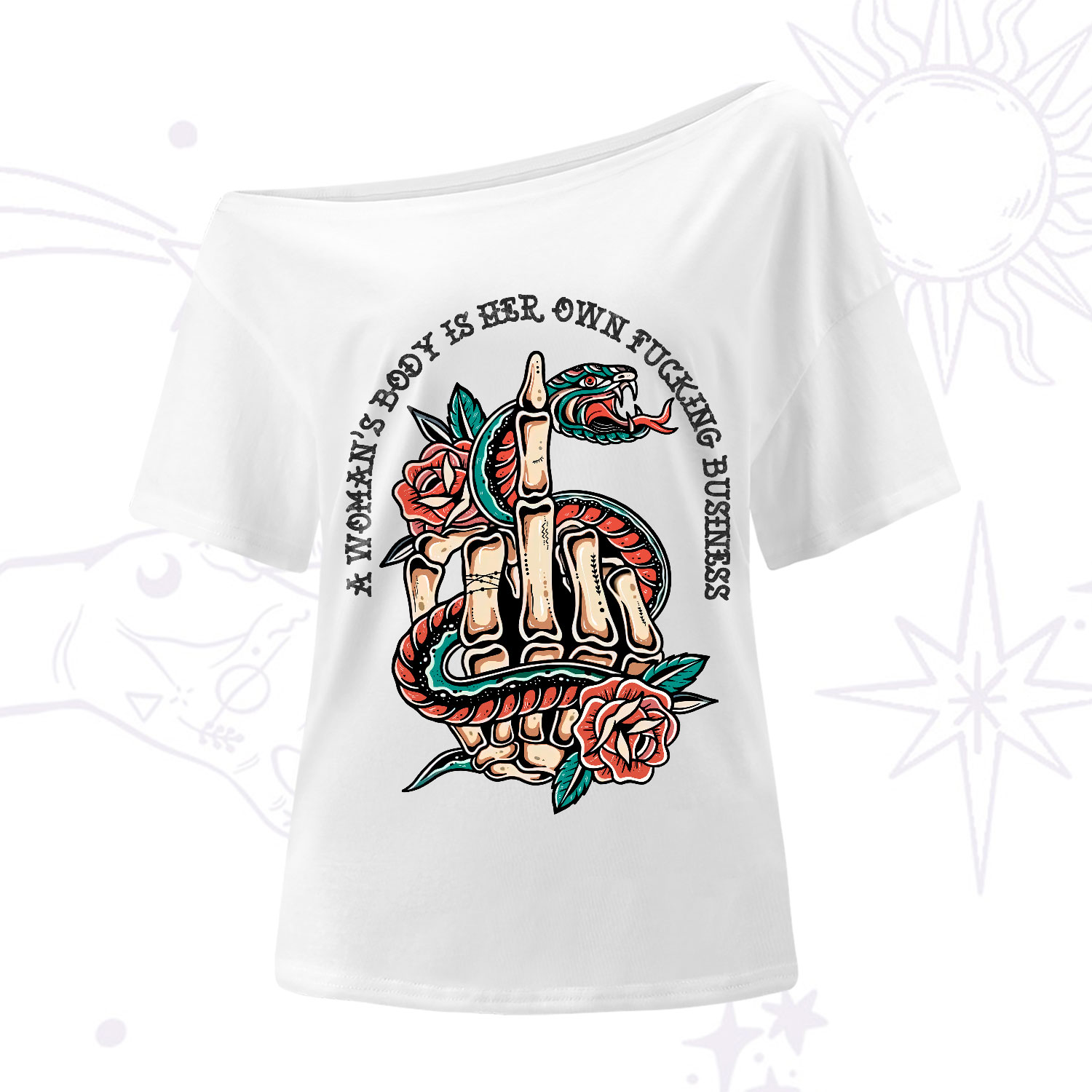 Purplehecate A Women’s Body Is Her One-Shoulder T-Shirt