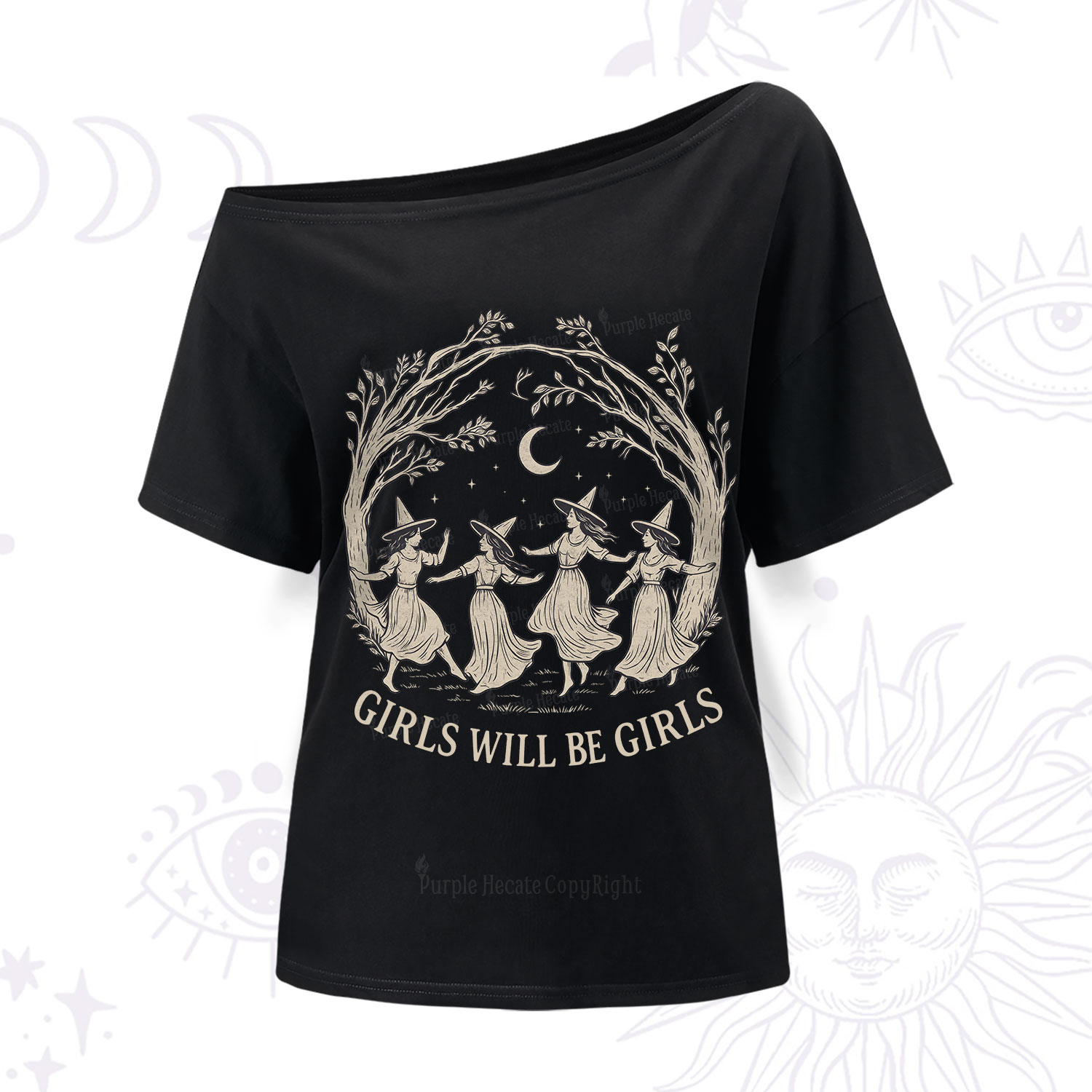 Purplehecate Girls Will Be Girls Witch One Shoulder T-Shirt