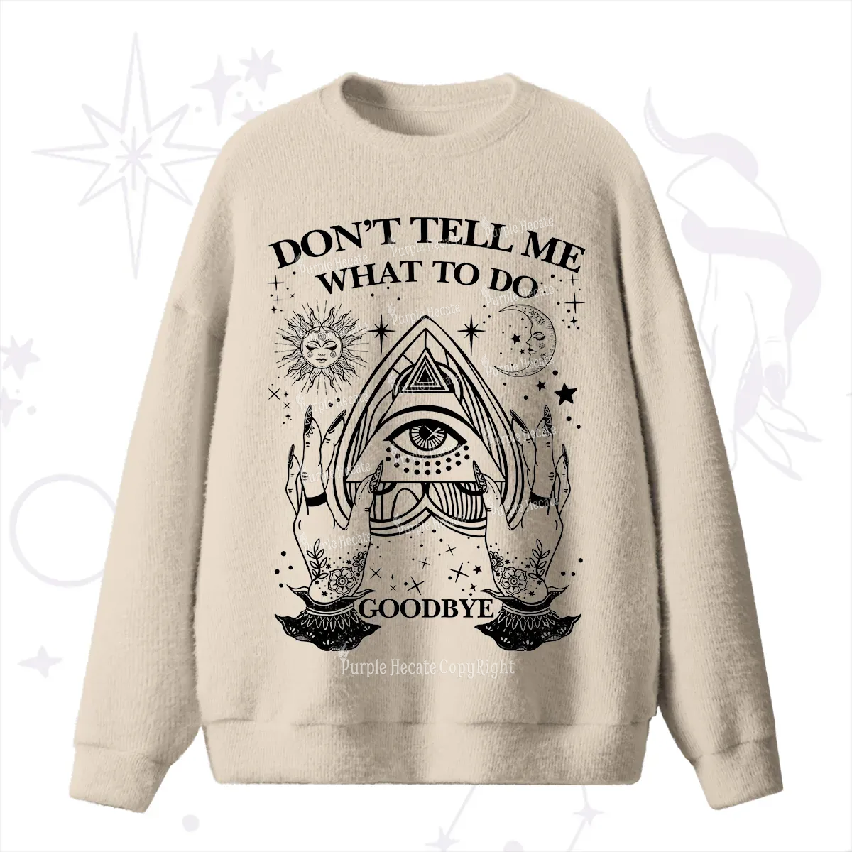Purplehecate Don't Tell Me What To Do Witch Planchette Eye Fuzzy Ugly Sweater