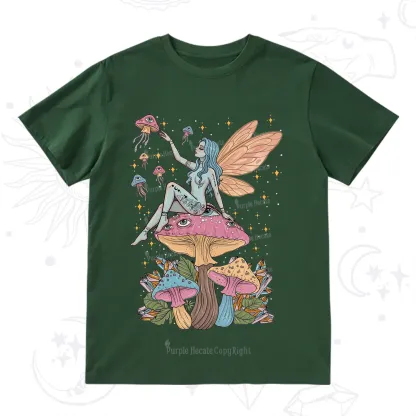Purplehecate Celestial Fairy on Mushroom T-Shirt