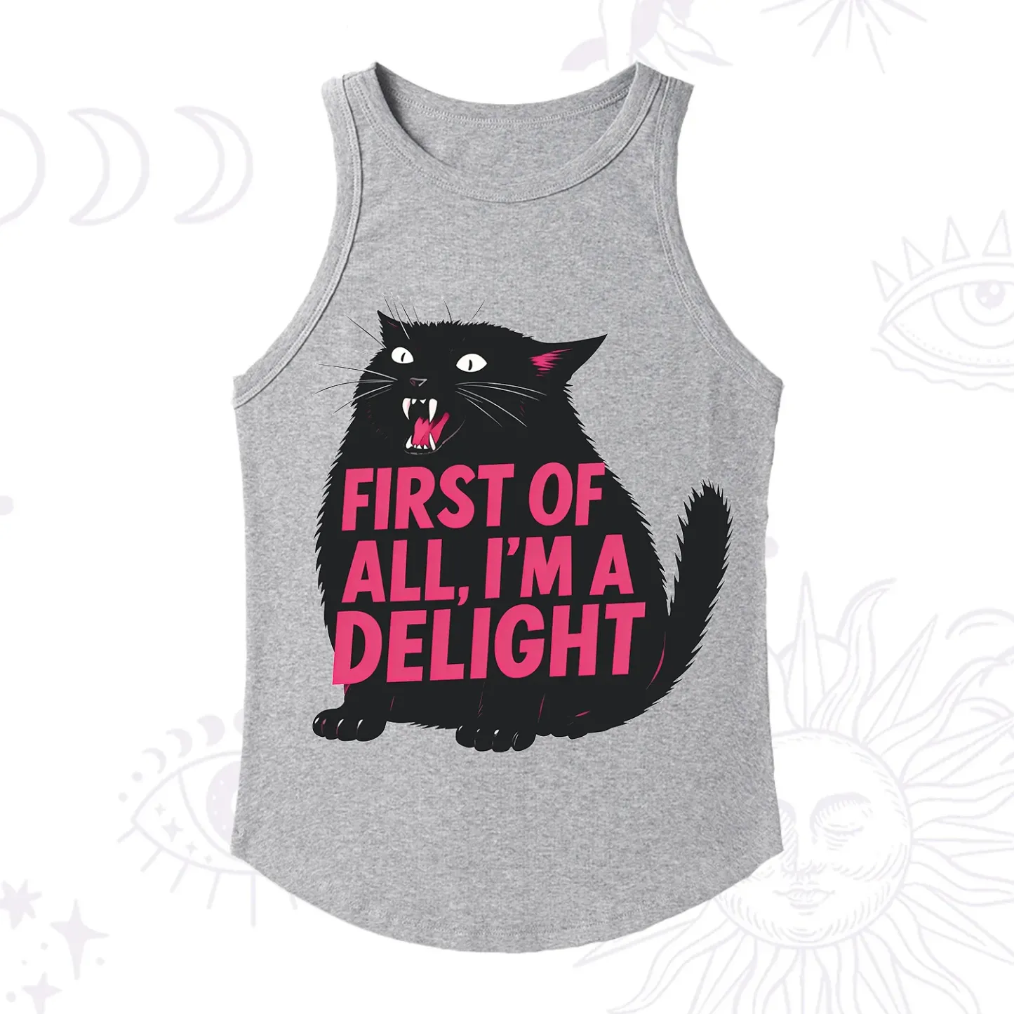 Purplehecate First Of All I'm A Delight Cat Racerback Tank Top