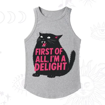 Purplehecate First Of All I'm A Delight Cat Racerback Tank Top