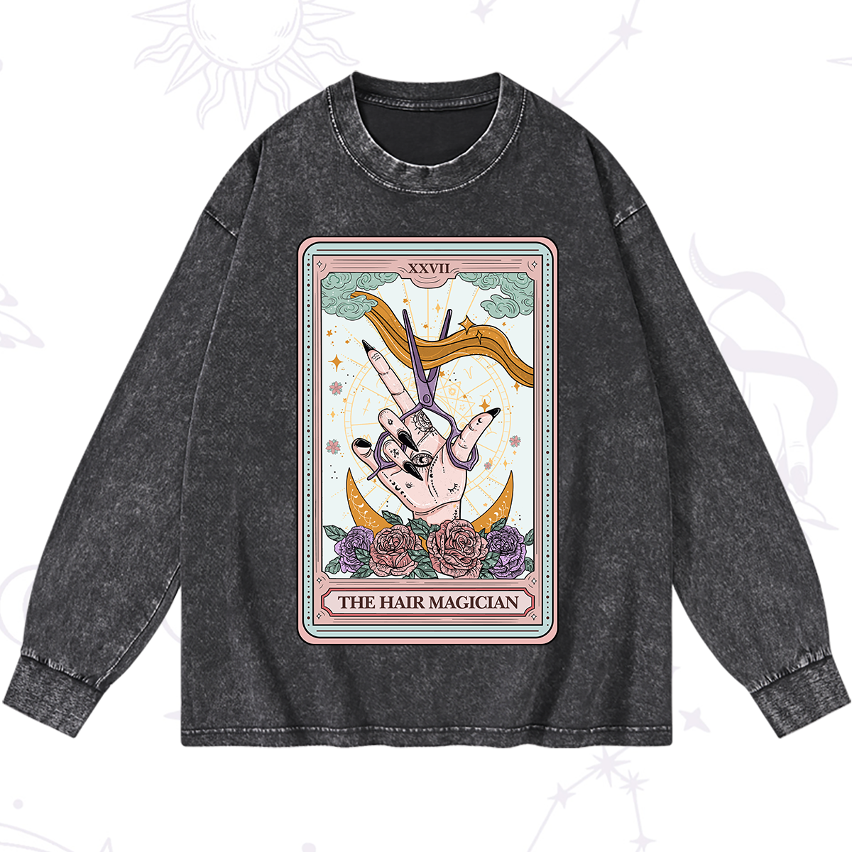 Purplehecate The Hair Magician Tarot Washed Long Sleeve Shirt