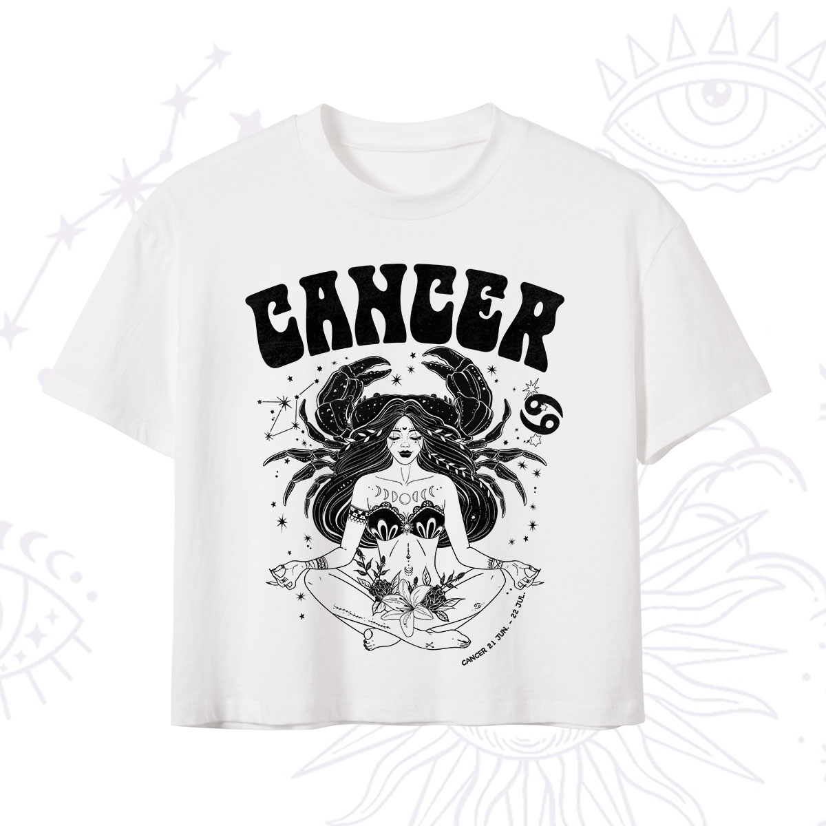 Purplehecate Cancer Zodiac Glyphs Crop T-Shirt 