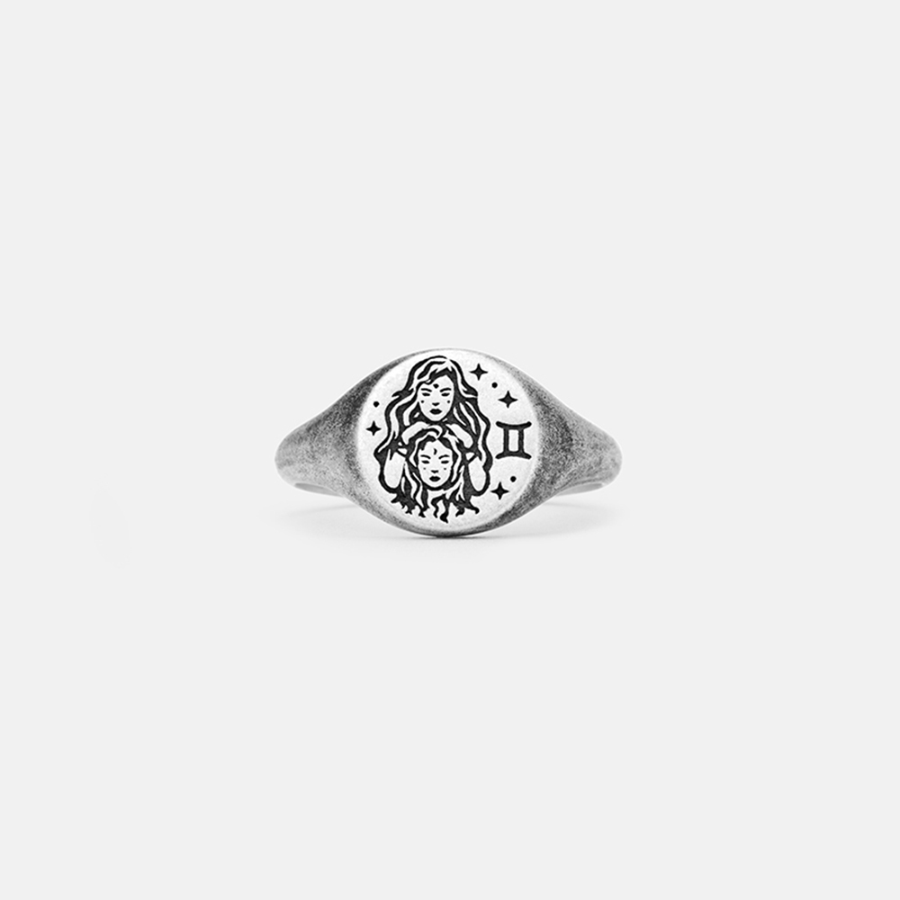 Purplehecate Gemini Zodiac Sterling Silver Ring