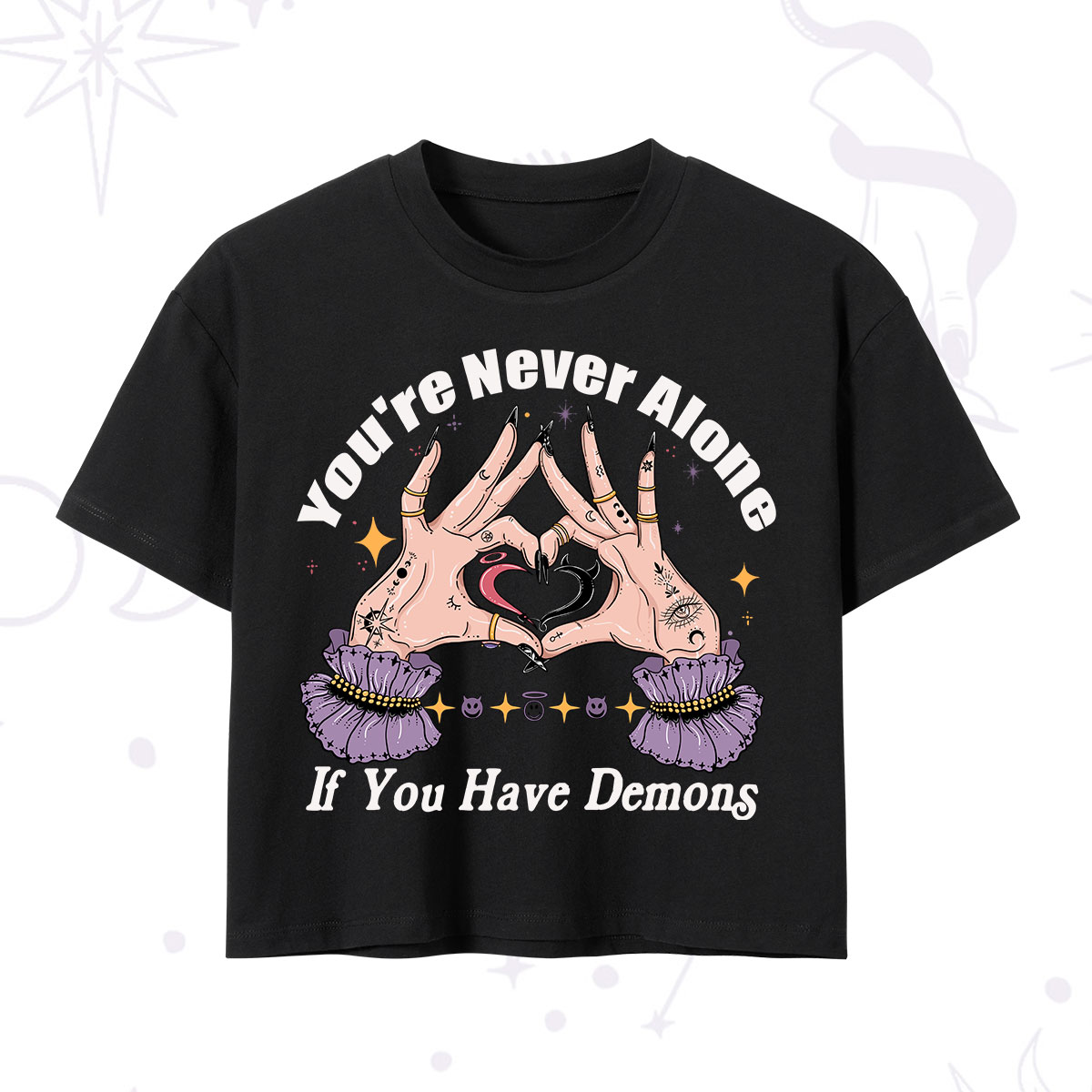 Purplehecate You're Never Alone If You Have Demons Crop T-Shirt