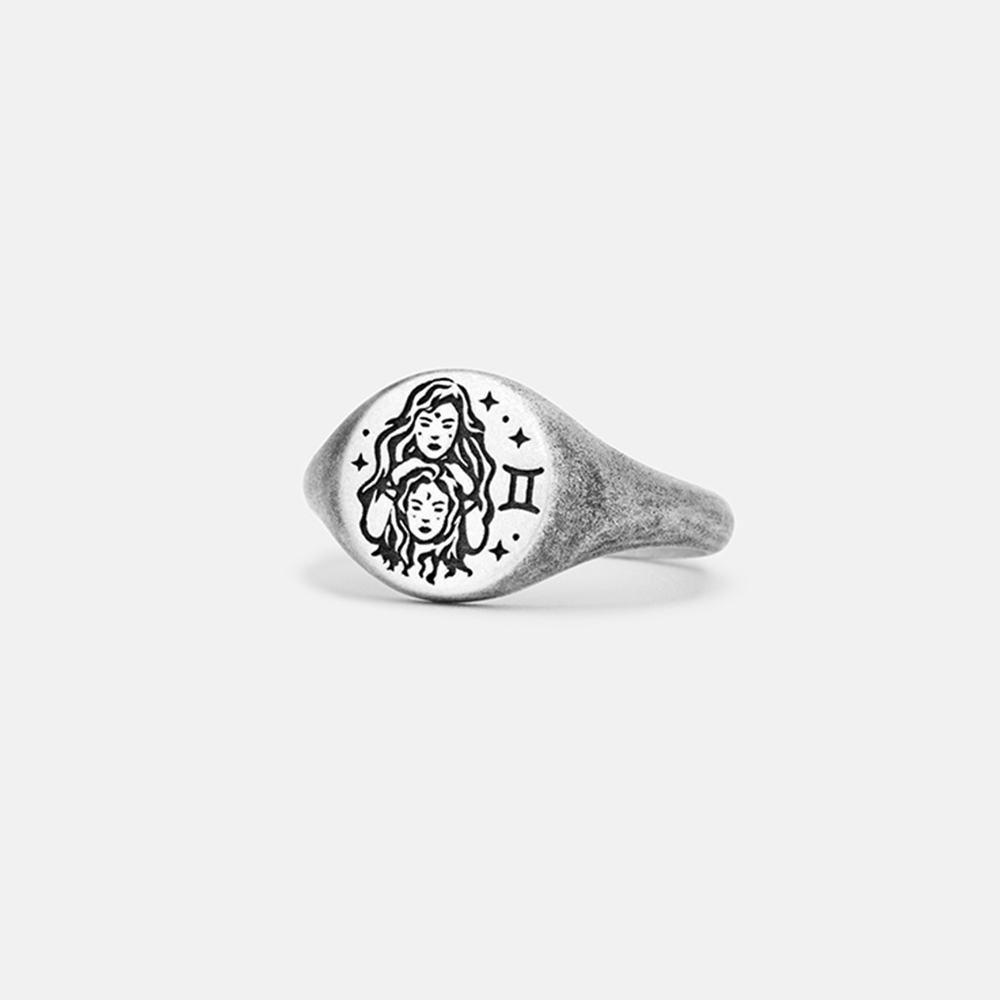 Purplehecate Gemini Zodiac Sterling Silver Ring