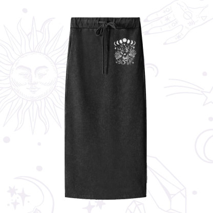 Purplehecate Reach For The Moon Washed Drawstring Long Skirt