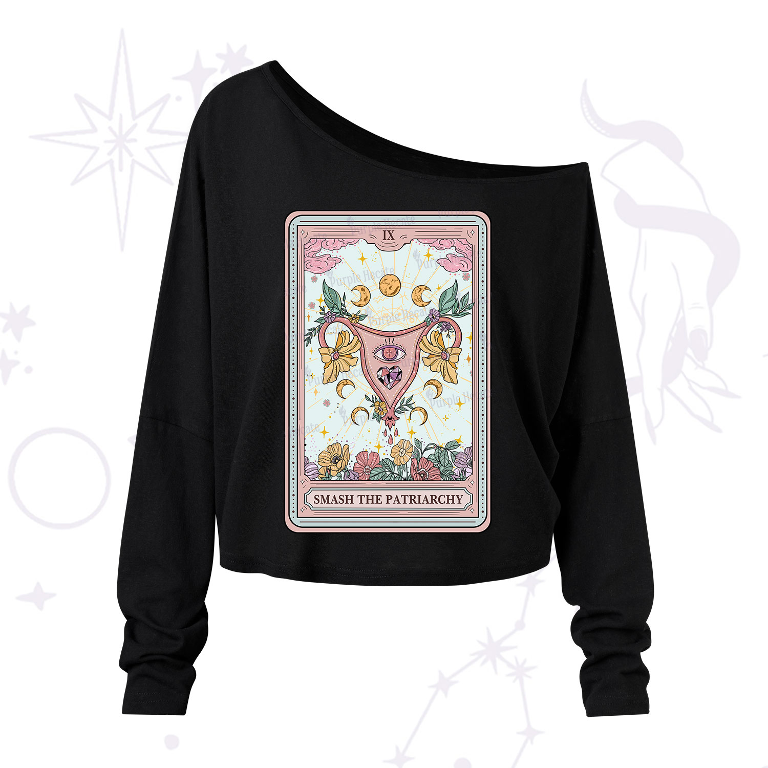Purplehecate The Smash the Patriarchy Tarot One Shoulder Long Sleeve Shirt