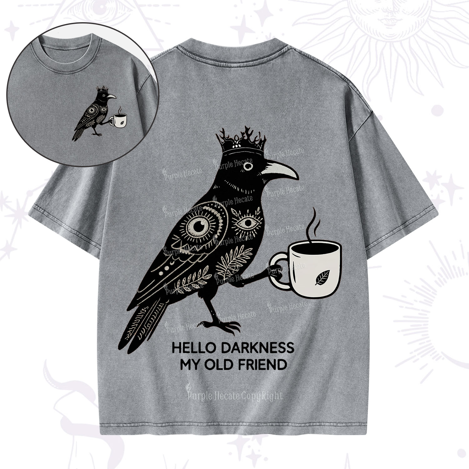 Purplehecate Hello Darkness My Old Friend Washed T-Shirt