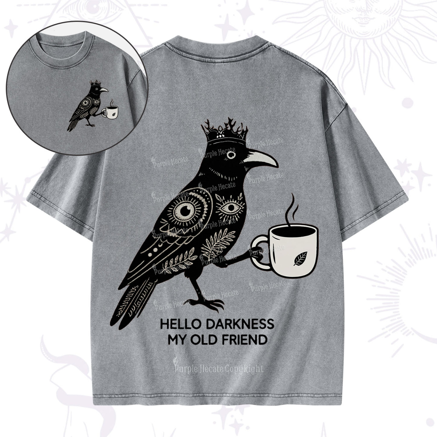 Purplehecate Hello Darkness My Old Friend Washed T-Shirt