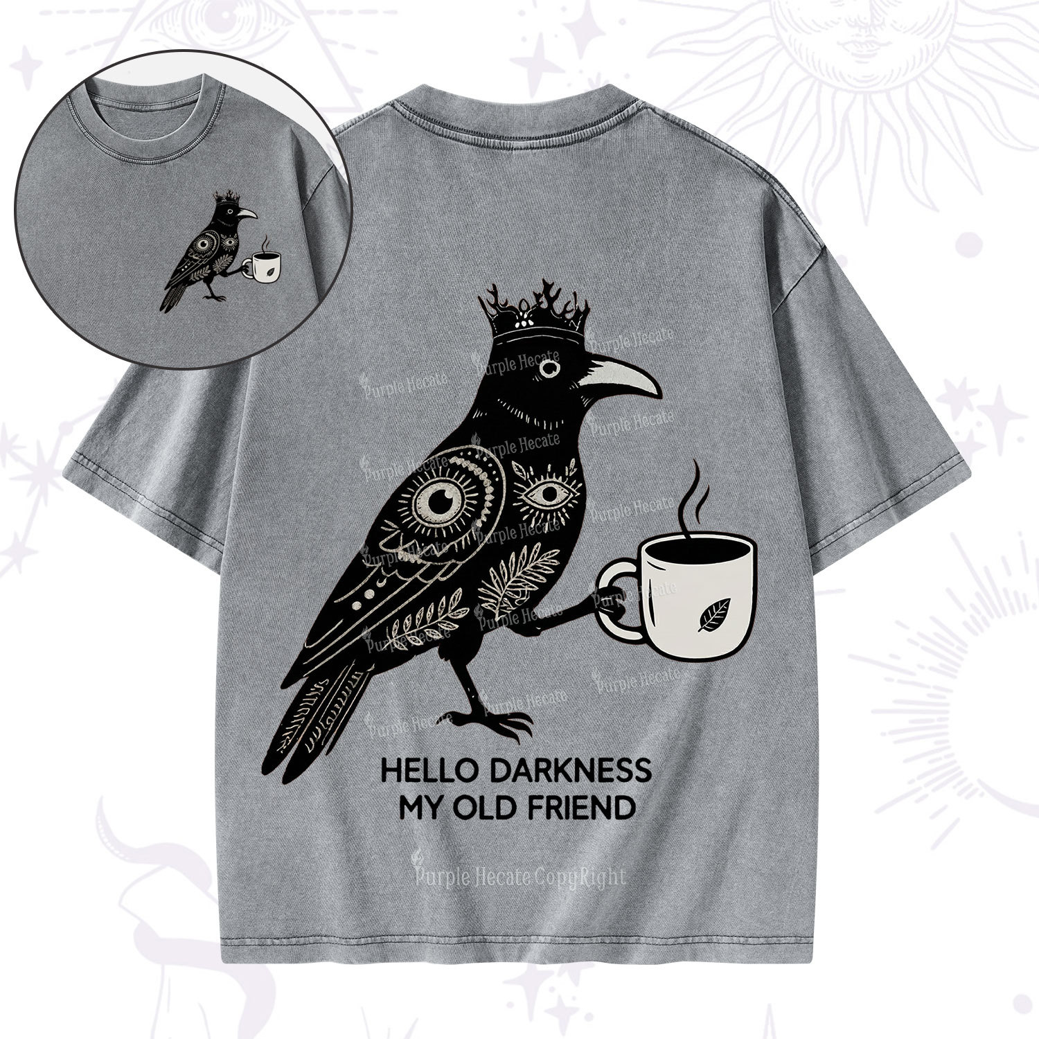 Purplehecate Hello Darkness My Old Friend Washed T-Shirt