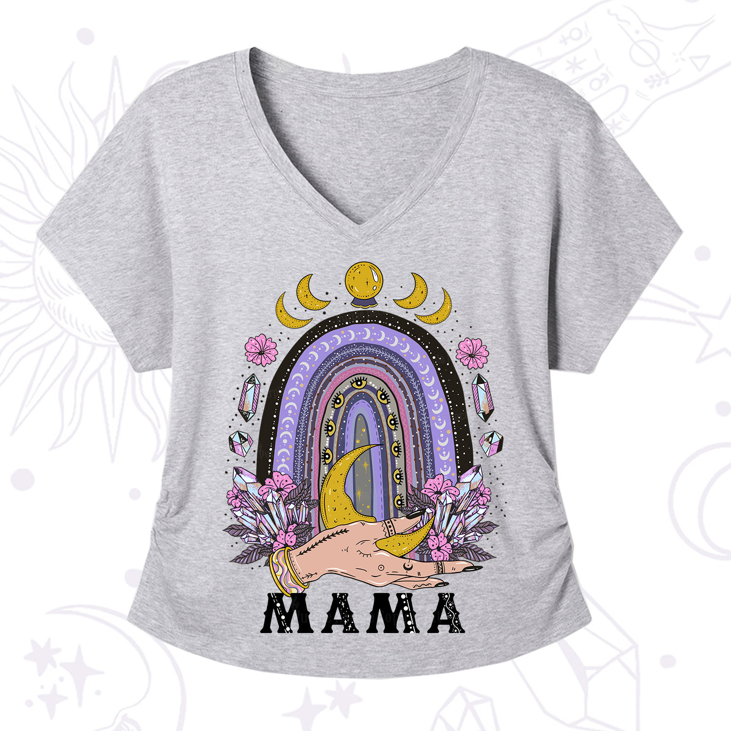 Purplehecate Gothic Mama Rainbow V-Neck T-Shirt