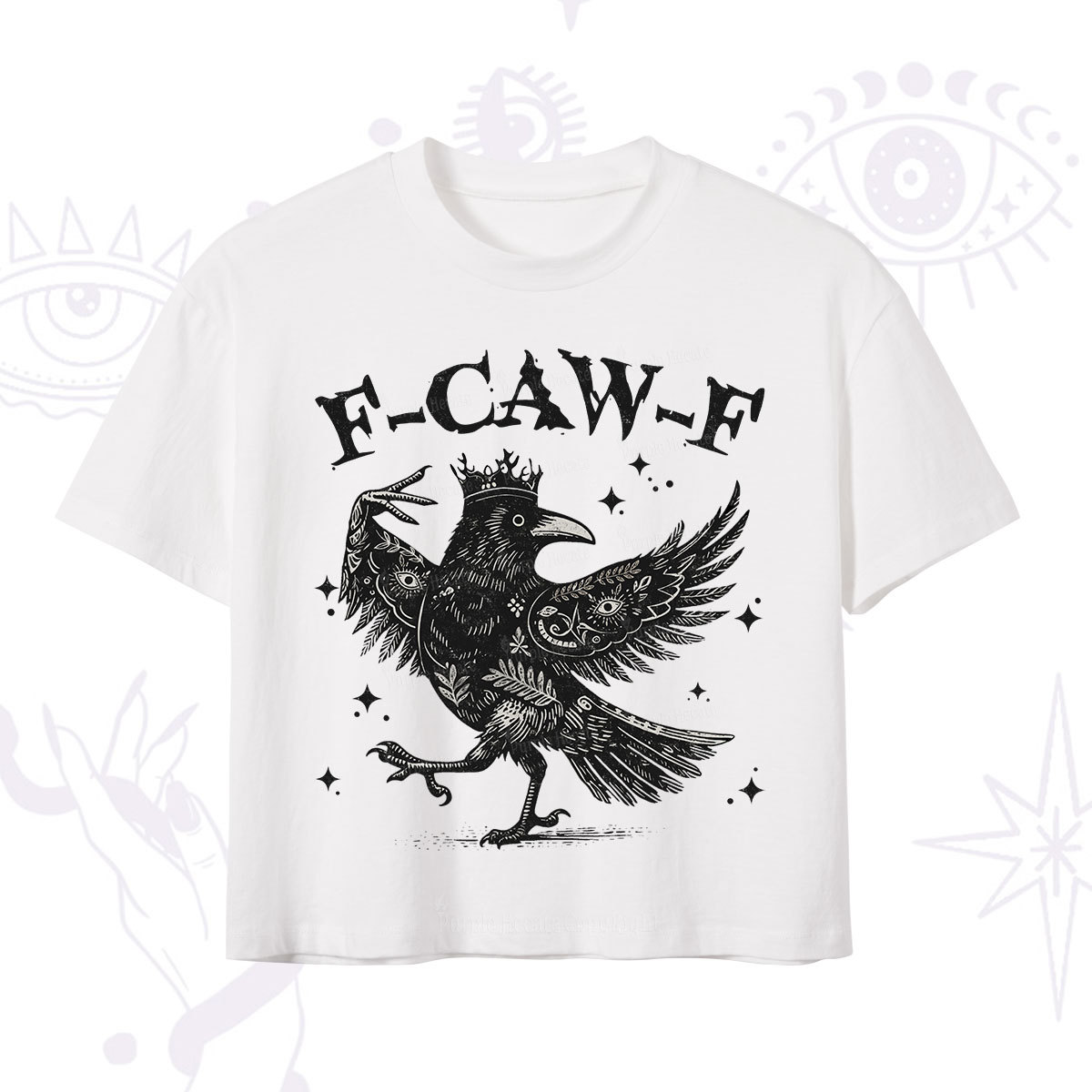 Purplehecate F-caw-f Funny Crow Crop T-Shirt