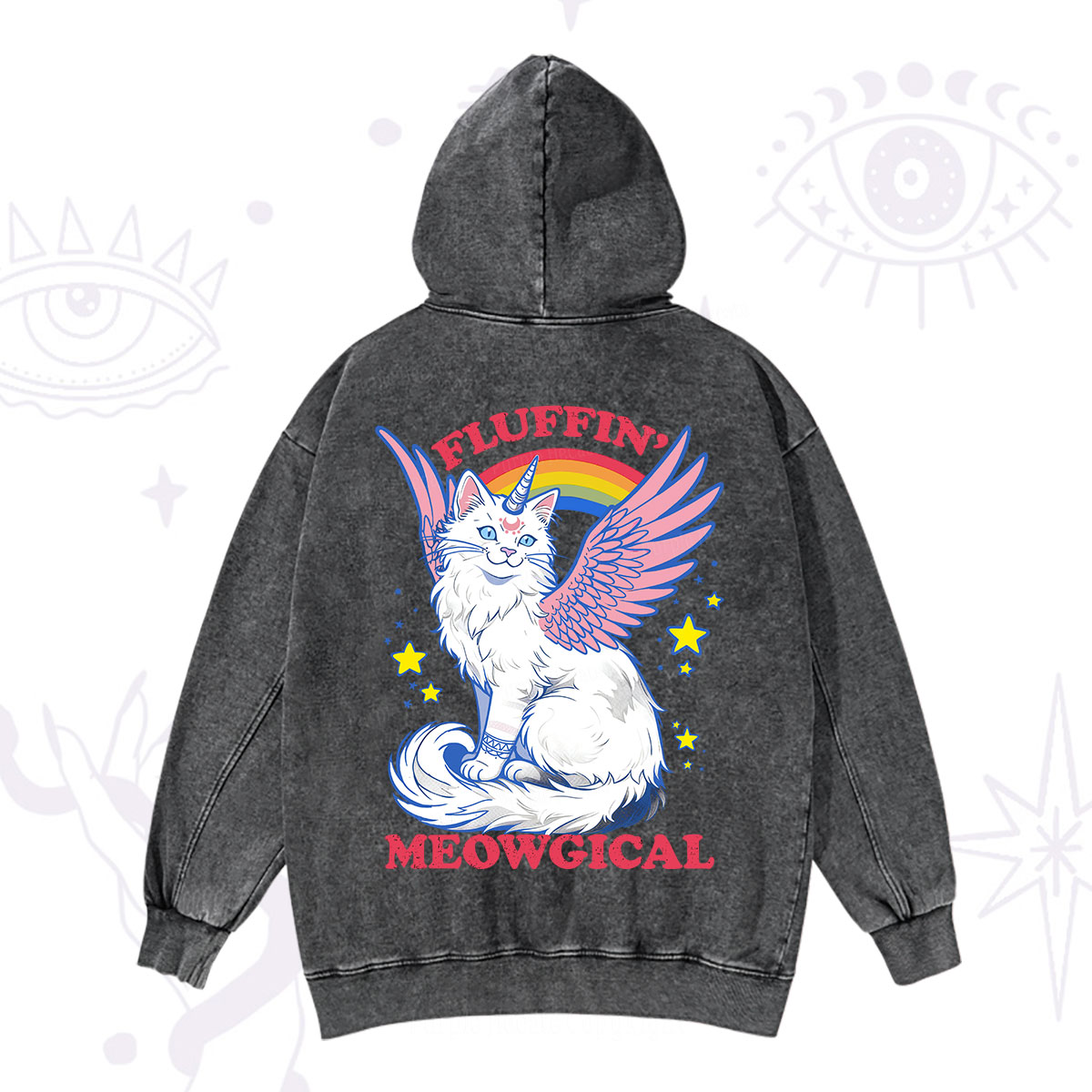 Purplehecate Fluffin Meowgical Washed Hoodie