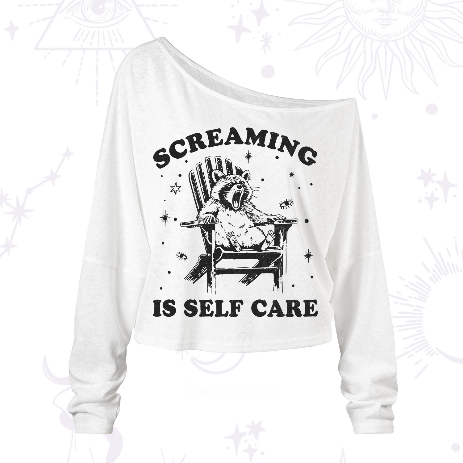 Purplehecate Screaming is Self Care One Shoulder Long Sleeve Shirt
