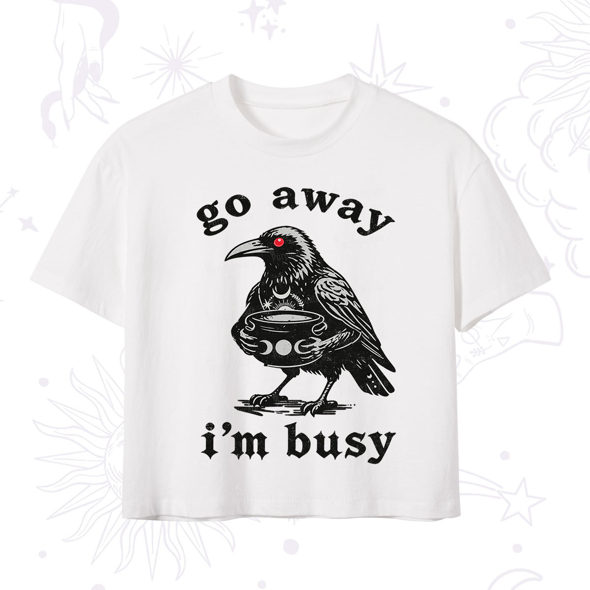 Purplehecate Go Away I'm Busy Crop T-Shirt