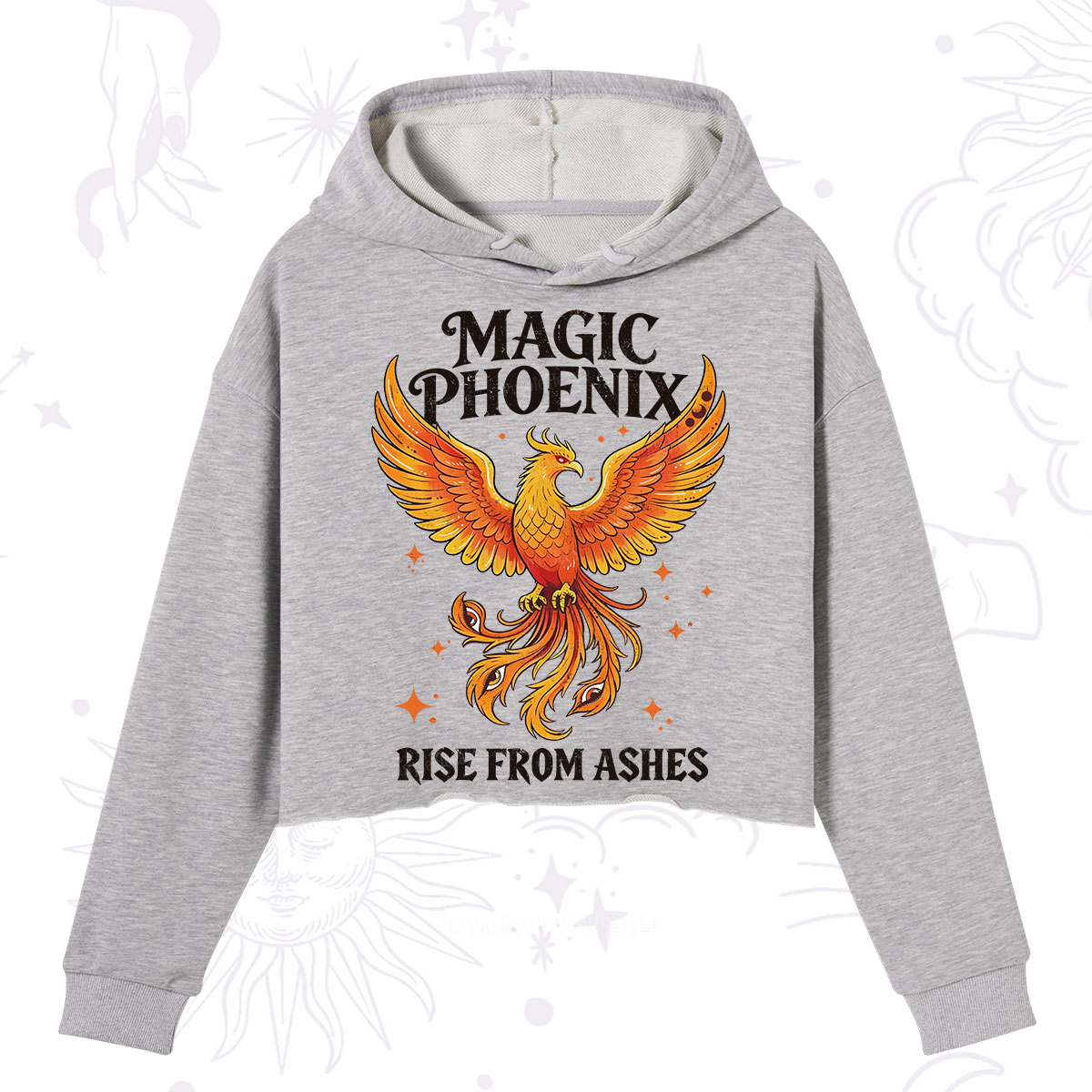 Purplehecate Magic Phoenix Rise From Ashes Crop Hoodie