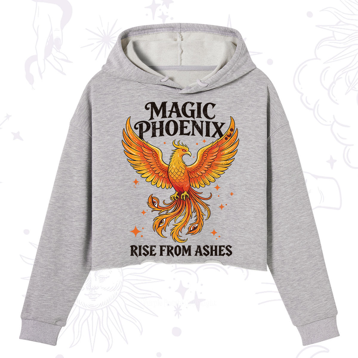 Purplehecate Magic Phoenix Rise From Ashes Crop Hoodie