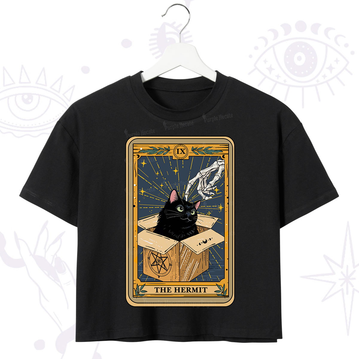 Purplehecate The Hermit Cat Tarot Crop T-Shirt