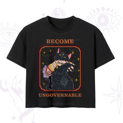 Purplehecate Become Ungovernable Cat Crop T-Shirt