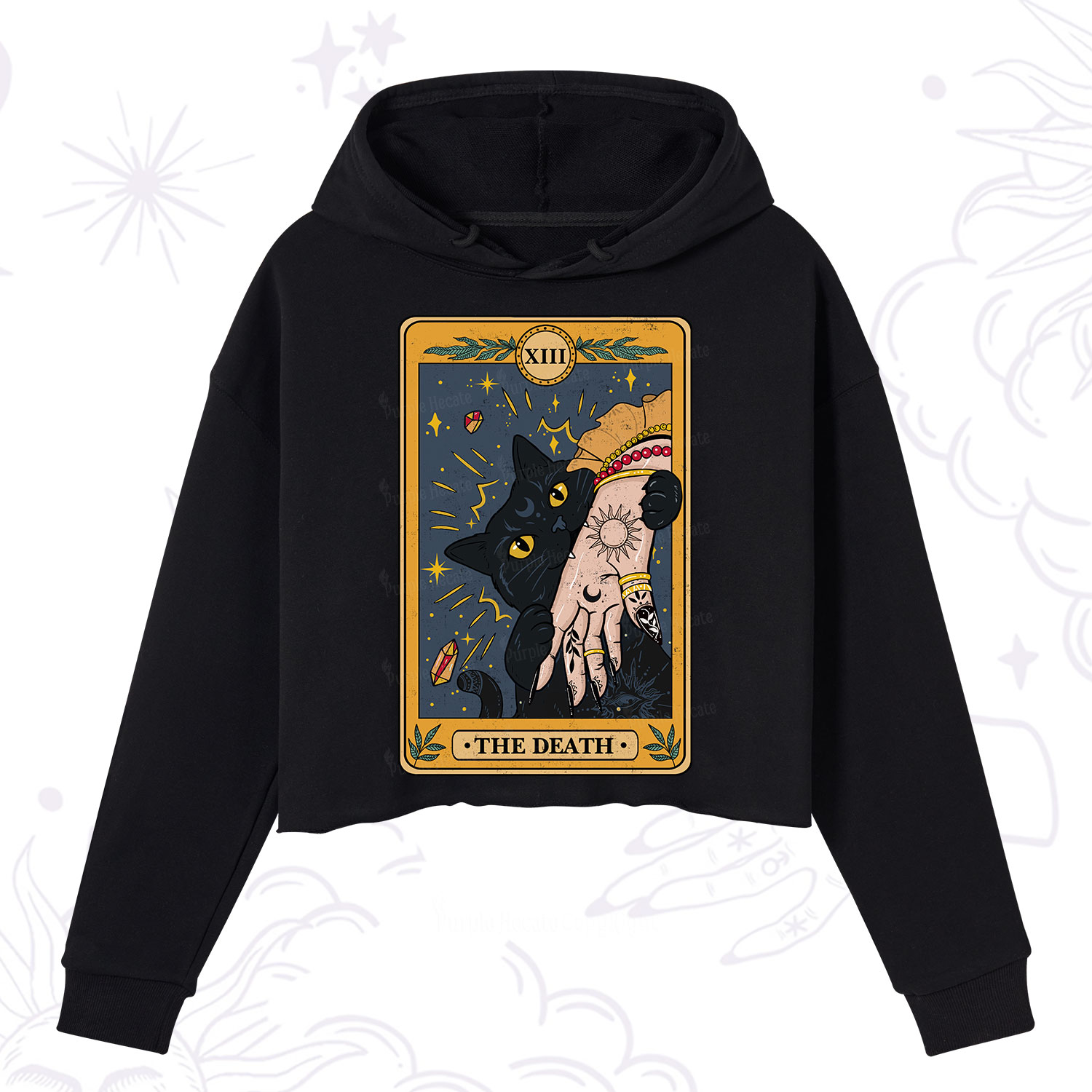 Purplehecate The Death Tarot Card Crop Hoodie