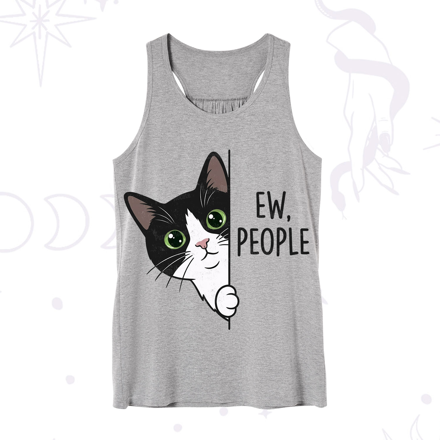 Purplehecate Funny Cat Ew People Tank