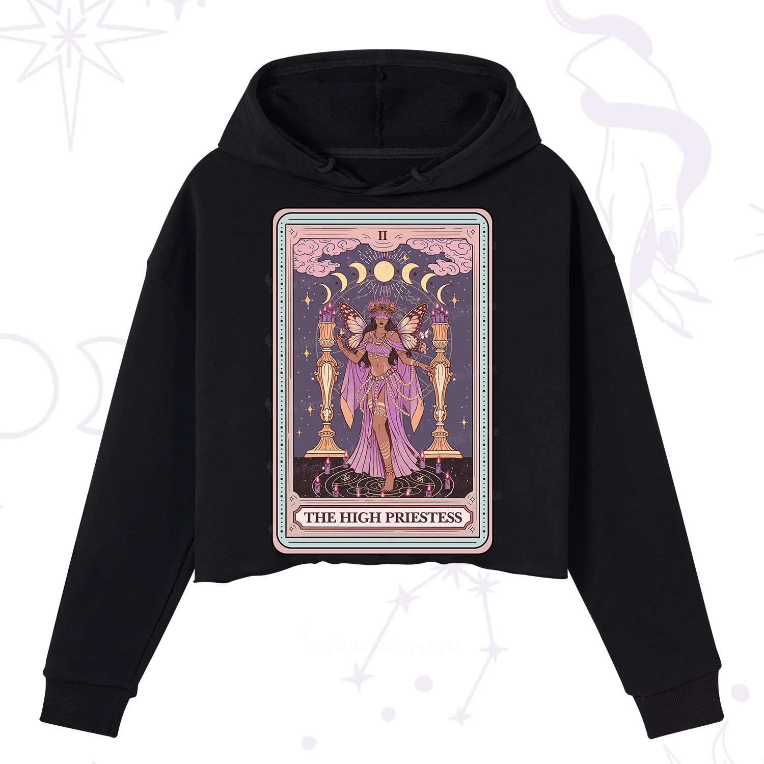 Purplehecate The Mystic High Priestess Crop Hoodie