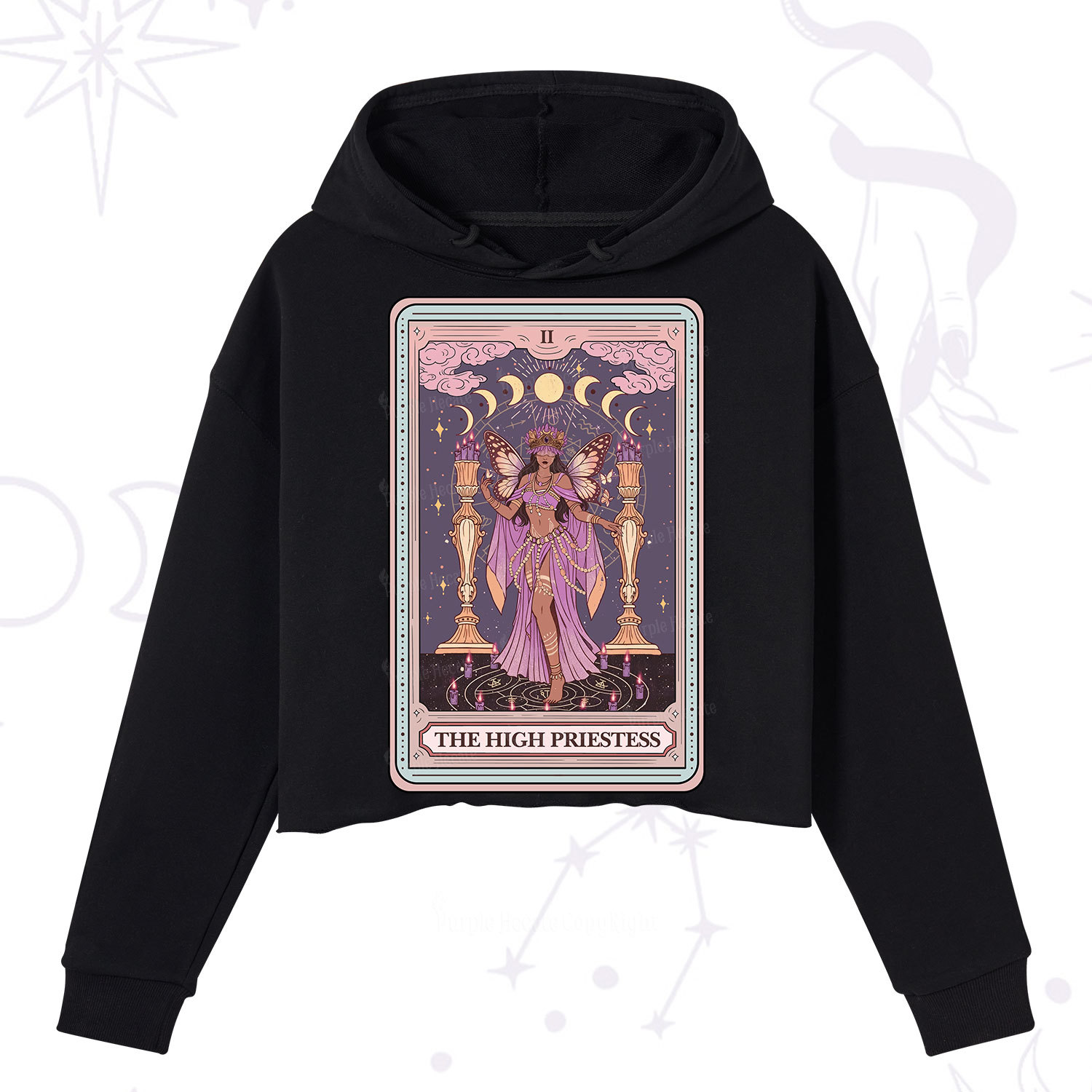 Purplehecate The Mystic High Priestess Crop Hoodie