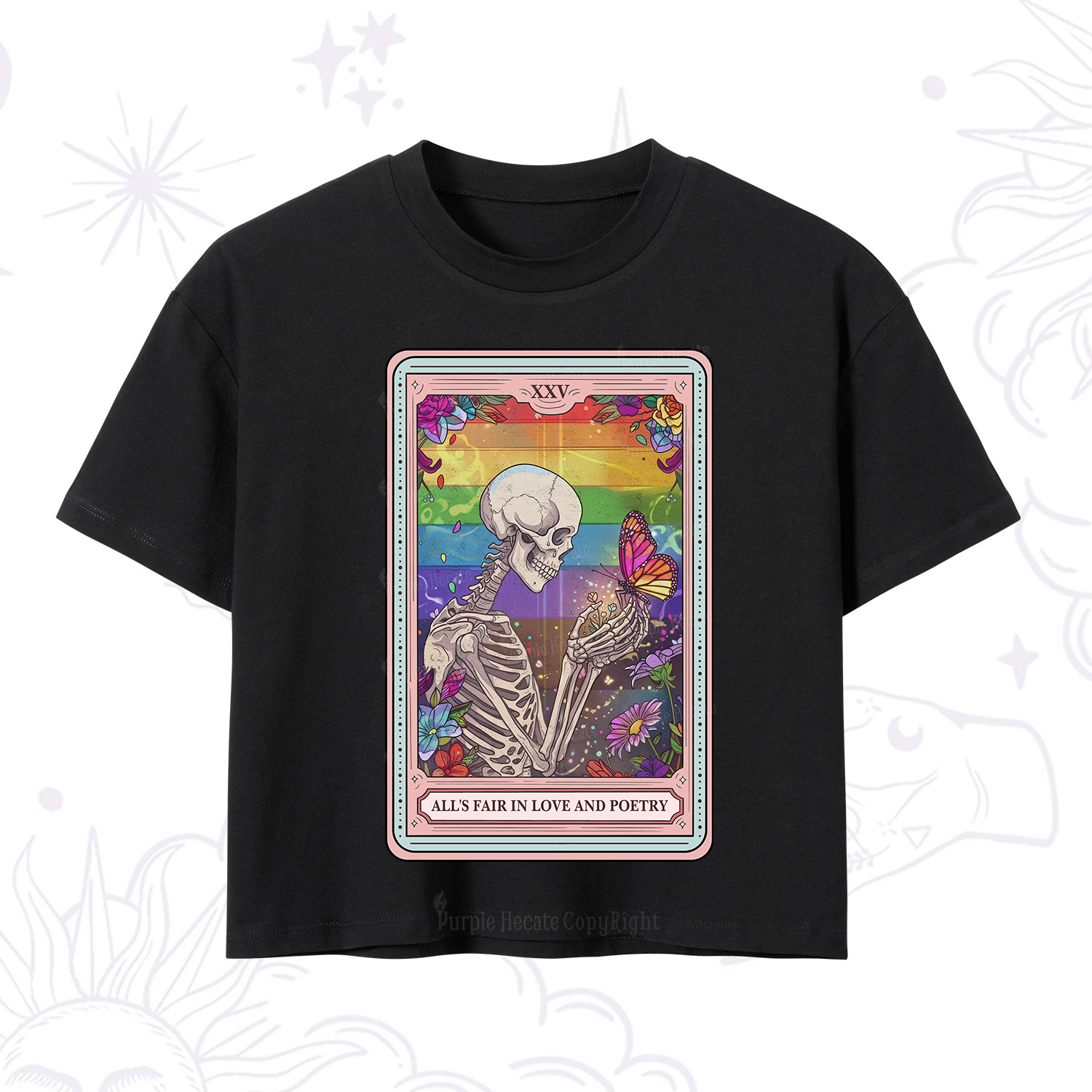 Purplehecate The All's Fair in Love and Poetry Skeleton Tarot Crop T-Shirt