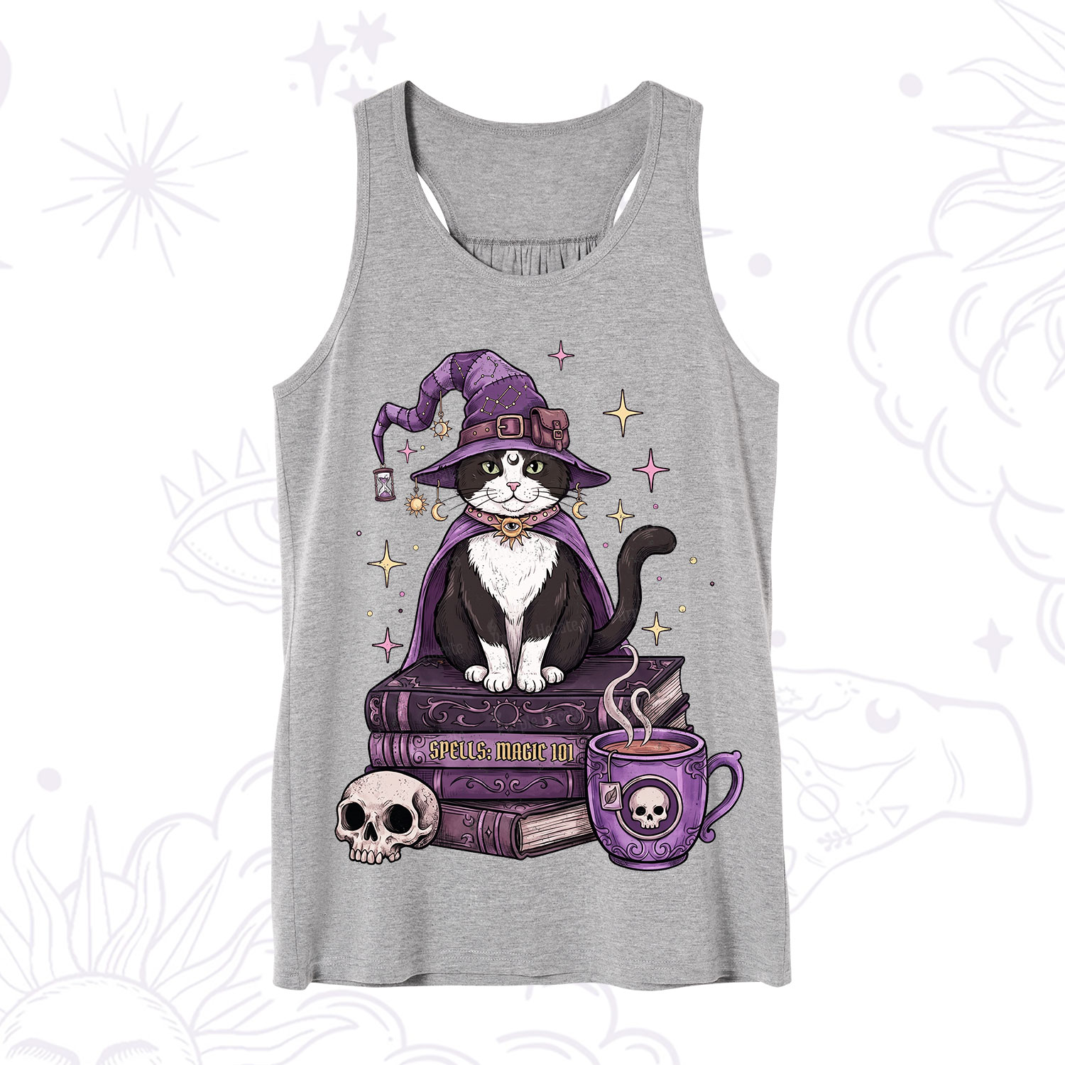 Purplehecate Witchy Cat Spell Books Tank