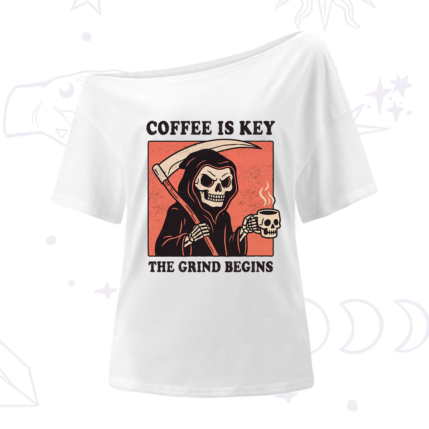 Purplehecate Coffee Is Key The Grind Begins One Shoulder T-Shirt
