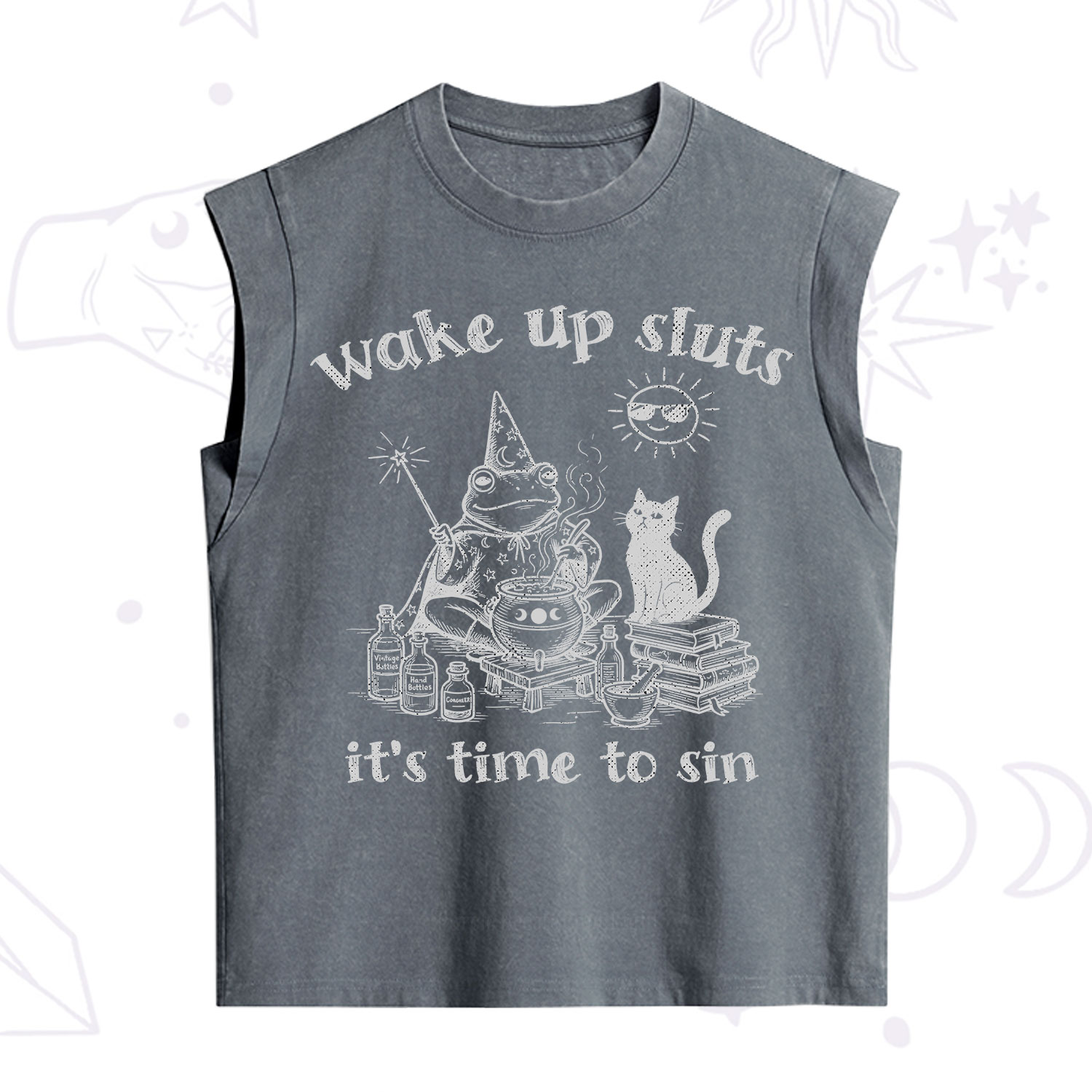 Purplehecate Wake Up Sluts It's Time to Sin Witch Frog Vintage Washed Tank