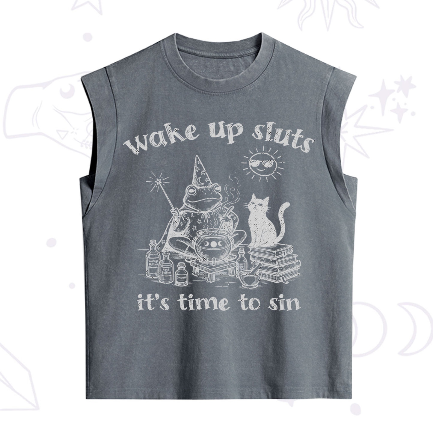 Purplehecate Wake Up Sluts It's Time to Sin Witch Frog Vintage Washed Tank