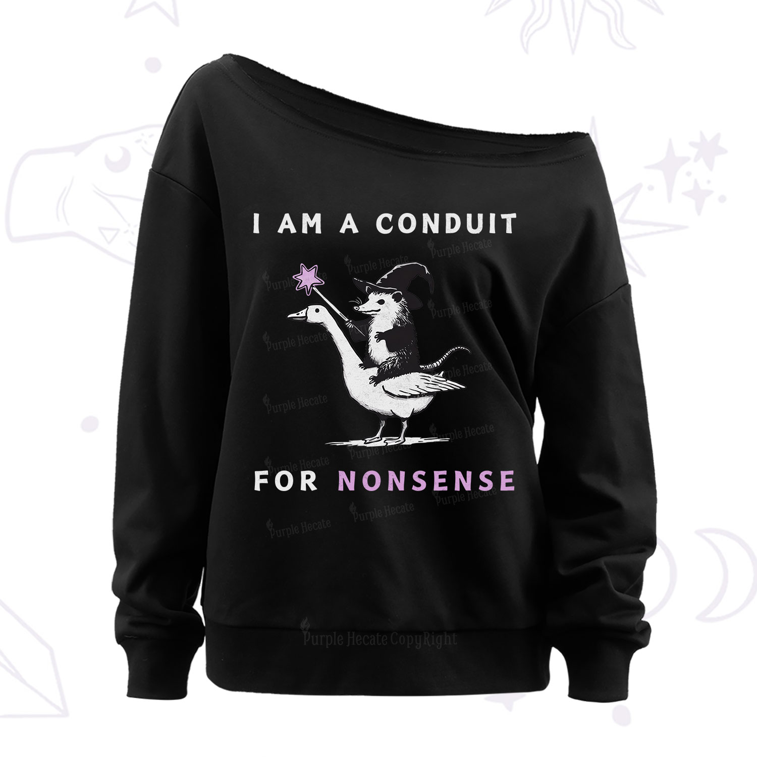 Purplehecate I Am A Conduit For Nonsense Off The Shoulder Sweatshirt